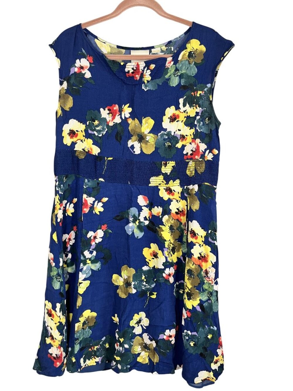 Maeve Floral Dress Blue M Preppy Cottage Classic Feminine Chic Resort Flowy